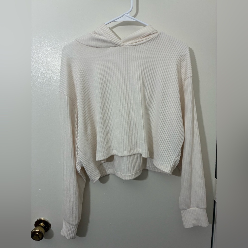 Holster Cream Ribbed Hoodie Size M